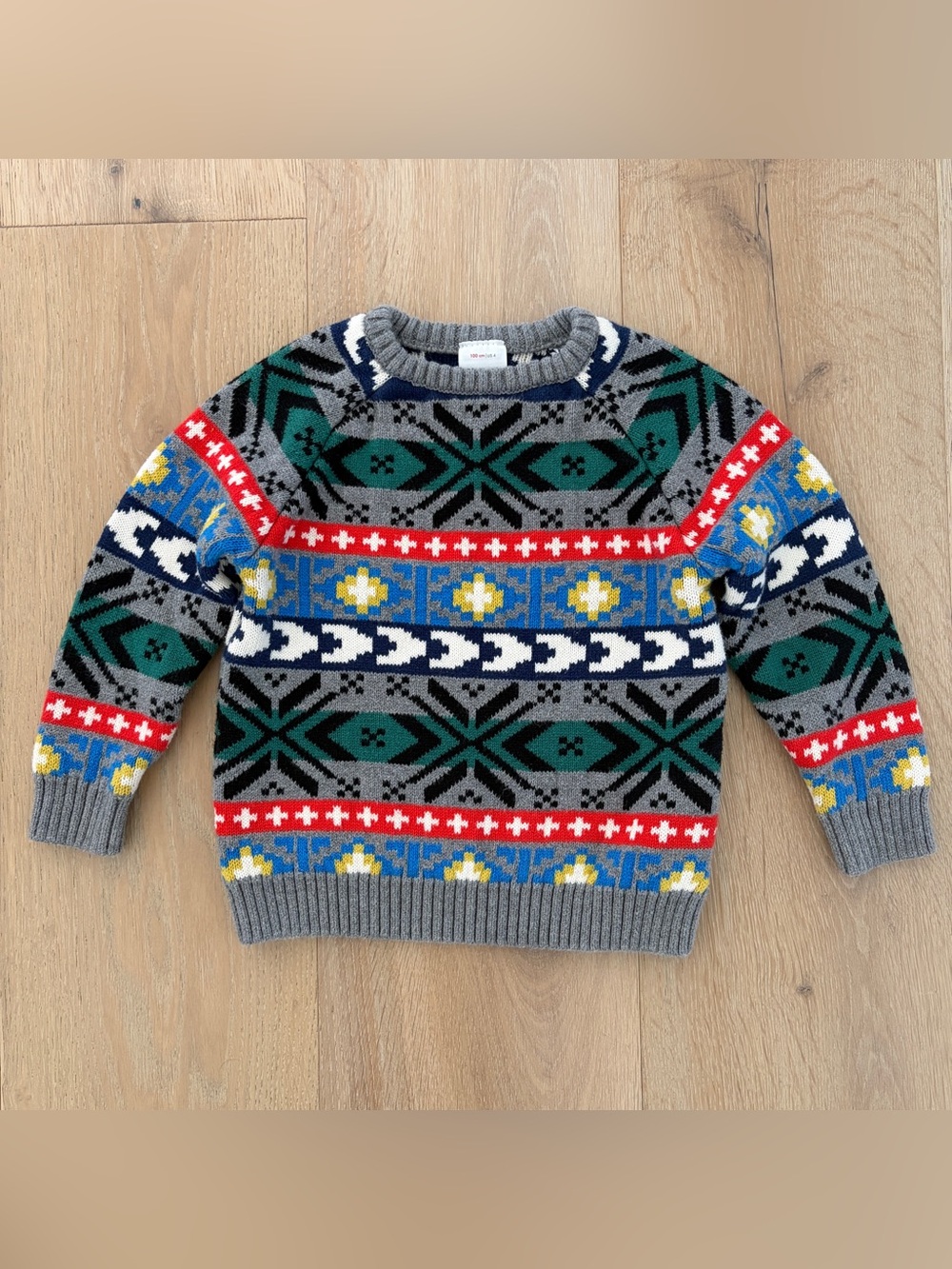Hanna Andersson Kids Size 4 Sweater Nordic Fair Isle Whale 100% Cotton Gray*38